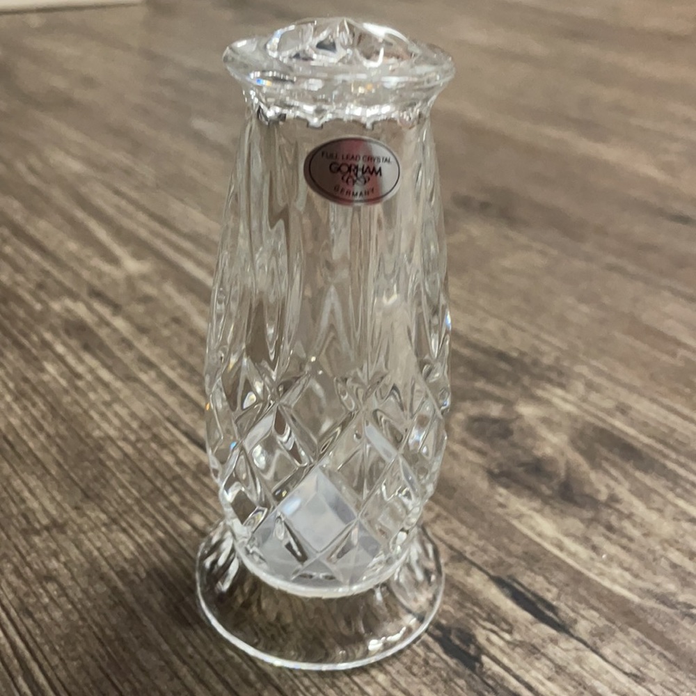 Gorgeous Set of 3 Gorham Cut Crystal Salt and Pepper Shakers - Picture 4 of 7